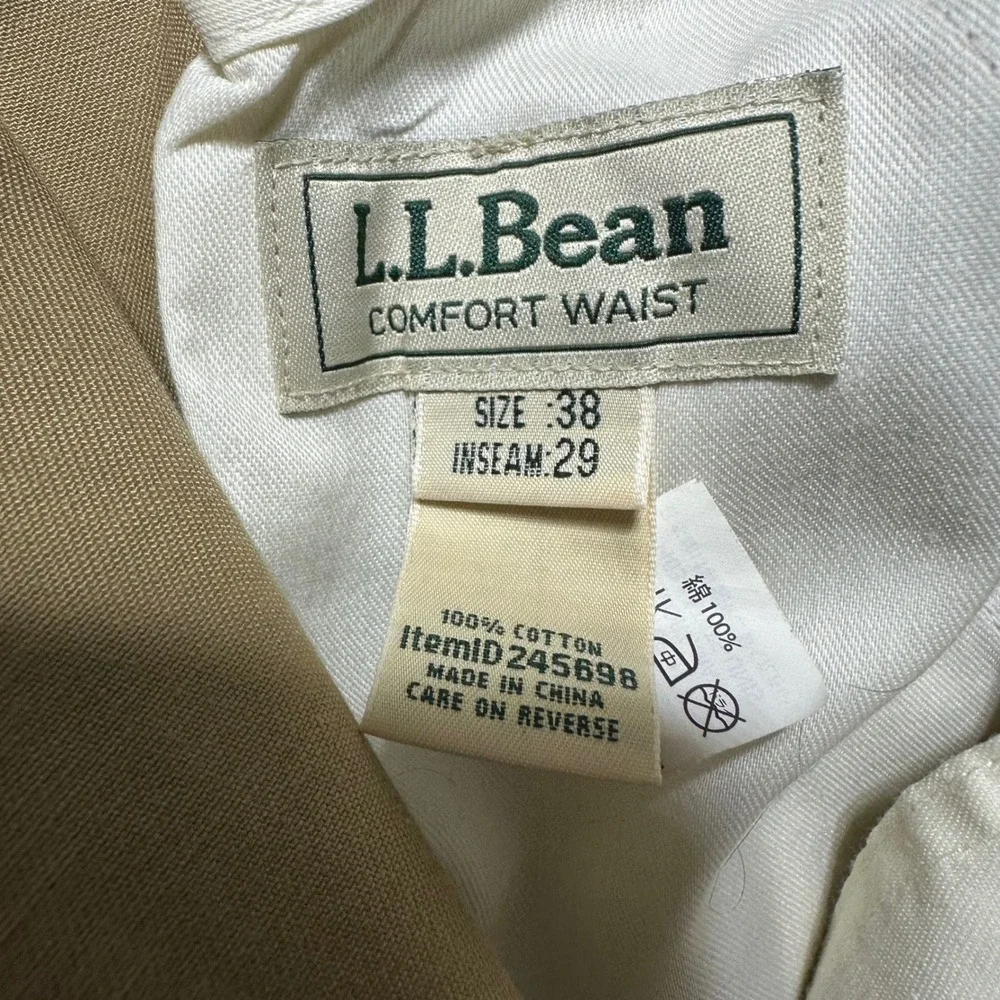 Vintage LLBean Comfort Waist Khaki Chino Pants Mens Size 38x29 Flat Front Cotton
